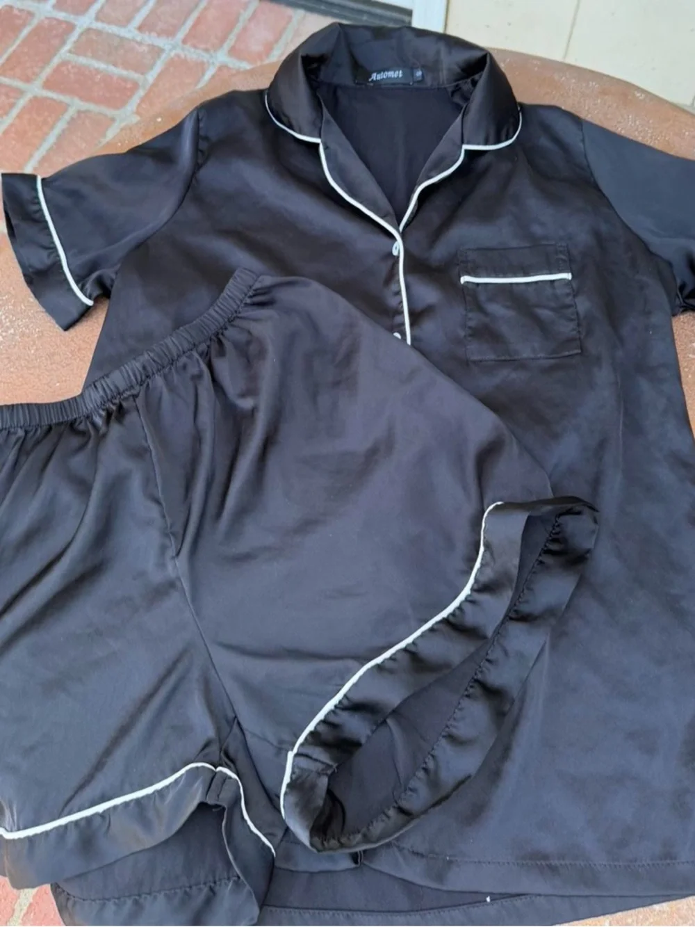 NWOT Matching Black silk ruffle pajama set sz s #loungewear #sleepwear - Picture 2 of 5